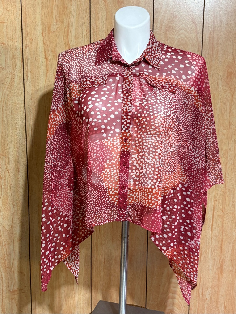 Bisou Bisou Women's Multicolor Polka Dot Button-Front Blouse SZ - L